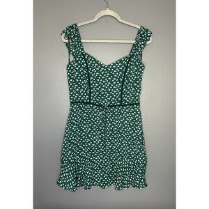 City Triangles Dress Womens XL Green Floral Milkmaid Mini Ruffle Cottagecore